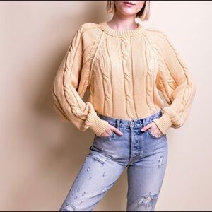 Vintage 90s yellow chunky fisherman knit sweater